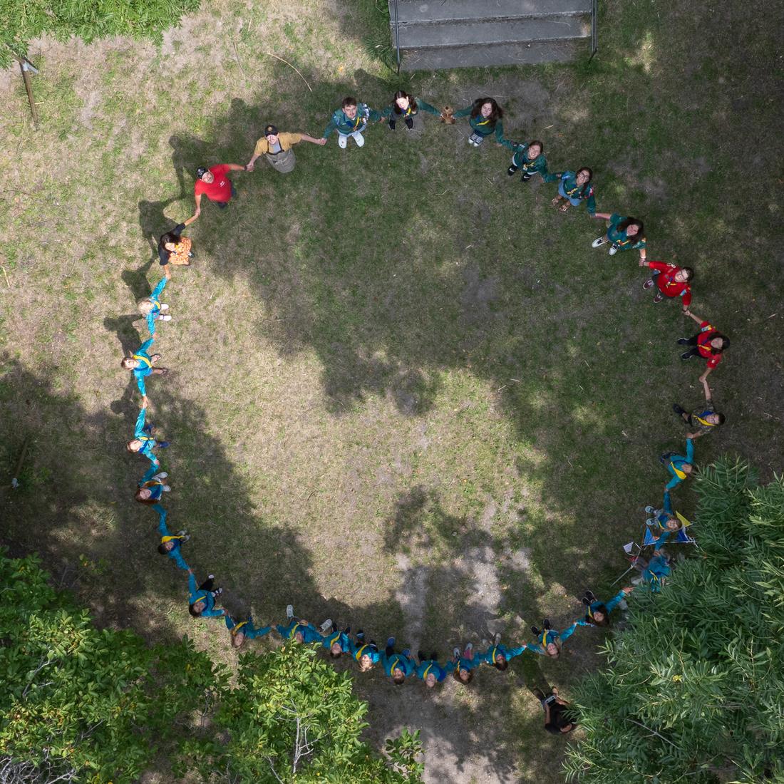 Cercle de louveteaux vu du ciel